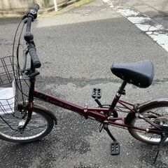 自転車　ギア付き　折り畳み自転車　茶色　通勤　通学