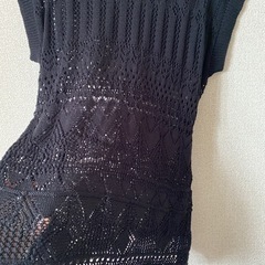 重ね着用フレンチスリーブ鍵編みトップスの画像