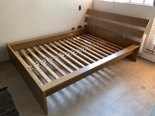 IKEA製 ダブルベッド HOPEN オーク色