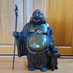 唐子付き布袋尊立像　金属製　七福神　縁起物