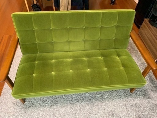 【値下げ】カリモク　Kチェア2シーター モケットグリーン