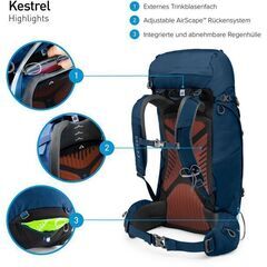 osprey kestrel 48 M/L ケストレル48 オスプレイ ハイキング 登山 アウトドア ザック オスプレー バック キャンプ ハイク　部活 避難の画像