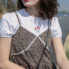 新品未使用　jemiremi　フラワーエンブロイダリーサマーTシャツ　ホワイトの画像