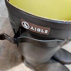 AIGLE☆フランス製レインブーツ　長靴　37サイズ　ブラウン　エーグルの画像