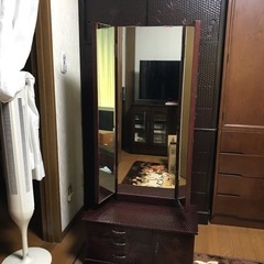 鎌倉彫 三面鏡 ドレッサー レトロ アンティークの画像
