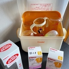 Combi消毒じょーず& Pigeon哺乳瓶5本　の画像