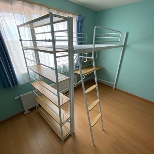 4/24 終 NITORI ロフトベッド シェルフ セット アルルN ホワイト ハイベッド ベッドフレーム ニトリ 菊倉TK