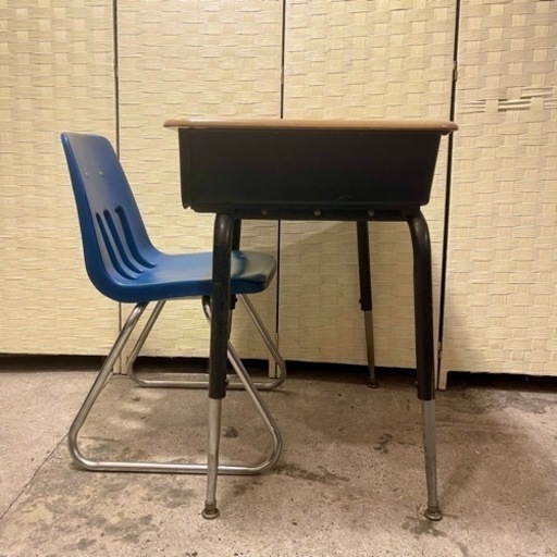 【売約済み】　VALCO ヴァルコ　オールド　スクール　チェア　デスク　ビンテージ　セット　アメリカ　アメリカン　学習机　収納付き　U