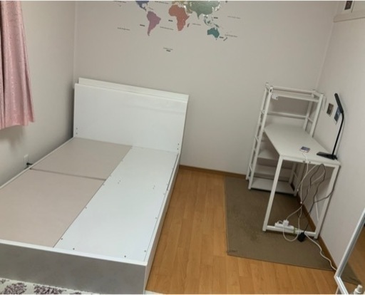 ホワイトベッドフレーム　セミダブル