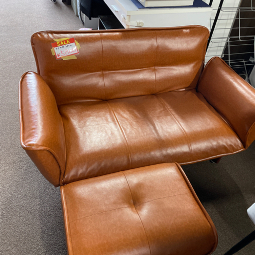 2Ｐソファ❗️リクライニングソファ❗️オットマン付き美品✨オシャレな皮製❗️
