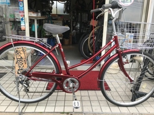 ワインレッドの26インチ　とても綺麗なママチャリ　中古です