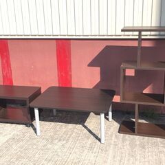 テレビボード/ローテーブル/S型３段シェルフ ３点セット J04037