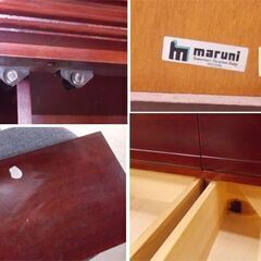 MARUNI ガラスキャビネット 幅113cm 赤茶系 ベルサイユシリーズ 食器棚 飾り棚 リビングボード 本棚 猫脚 マルニ 高級家具 札幌市東区 新道東店の画像