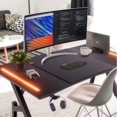 【新品未開封梱包のまま！！】HLonone ゲーミングデスク パソコンデスク LEDゲームデスク ゲーマーに向け 幅 120 cm×奥行60cm 耐荷重100kg A字フレーム 組立簡単 レッドの画像