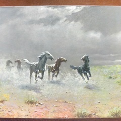 複製名画 アルボー「荒野の群馬」　F10号　45.5X53cm