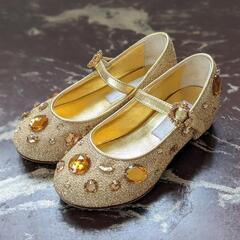 美品DOLCE & GABBANA キッズゴールドバレリーナ フォーマルシューズ