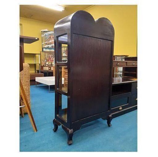 【アジアン 輸入家具 コレクションケース マホガニー材 アンティーク調】幅60cm 無垢材 バリ家具 オリエンタル エスニック キャビネット ショーケース 収納棚 札幌 本郷通店