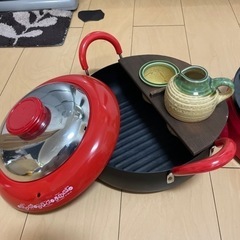 揚げ物鍋、陶器の器、たこ焼き器、三角二段ラック
