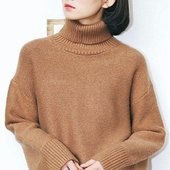 新品未使用　jemiremi　ドロップショルダーハイネックニット　ブラウンの画像