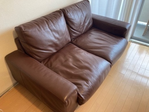 無印良品 本革レザーソファ 2シーター フェザークッション