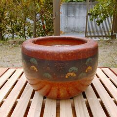 中古 火鉢 レトロ 希少 時代古民家 和アンティーク 直径約480mm×高さ約330ｍｍ