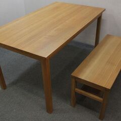 廃番品 希少 無印良品/MUJI タモ材 無垢材 ダイニングテーブルベンチ