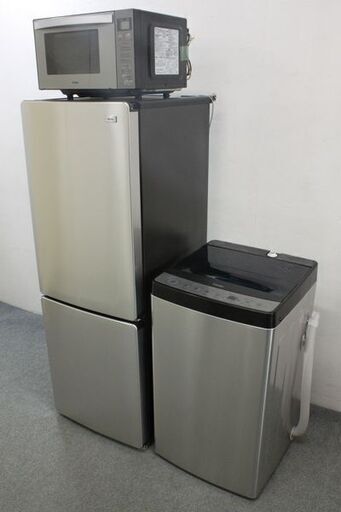 ハイアール アーバンカフェシリーズ ステンレスブラック 3点セット 冷蔵庫/洗濯機/レンジ 2021年製 Haier 中古家電 店頭引取歓迎 R5764)