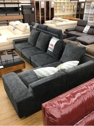 KP-79【ご来店頂ける方限定】カウチソファ5点セット　グレー系