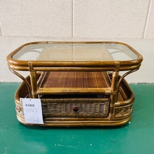 籘センターテーブル リビング アンティーク風 昭和