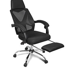 【新品未開封梱包のまま！！】オフィスチェア Hanmir デスクチェア 事務椅子 ヤマダモール価格18153無段階昇降 パソコンチェア 移動静音ワークチェア 360度回転 座面昇降 リクライニングチェア 通気性 勉強/在宅勤務/テレワーク/仮眠用 キャスター/フットレスト付き ブラック 人間工学椅子の画像