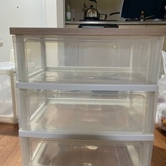 木目天板三段ラックの画像