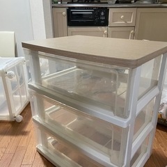 木目天板三段ラックの画像