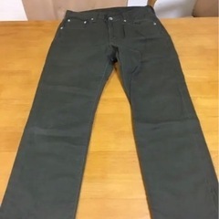 GU　カーキ色デニム ジーンズ パンツ29 Mサイズ