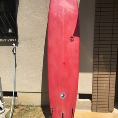 [値下げ商談中］サーフボードロング9.0 FIN＆スタビ＆リーシュの中古SET。初心者にどうですか。の画像