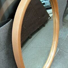 ☆ 秋田木工 ウォールミラー 壁掛け 柳宗理 木地色 ブナ材 鏡 楕円 小判 曲