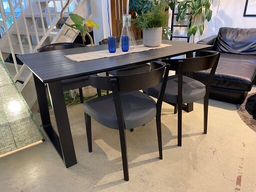 宇都宮でオシャレな家具を探すなら『オトワリバース！』ダイニングテーブルセット カリモク karimoku 5点セット グレーブラック ダークブラウン 中古品