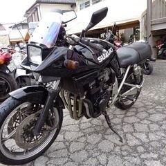 NO.4238　ＧＳＸ４００Ｓカタナ　ＷＲ’Ｓカーボン集合マフラー　ＥＴＣ付き　ブラック　☆彡の画像