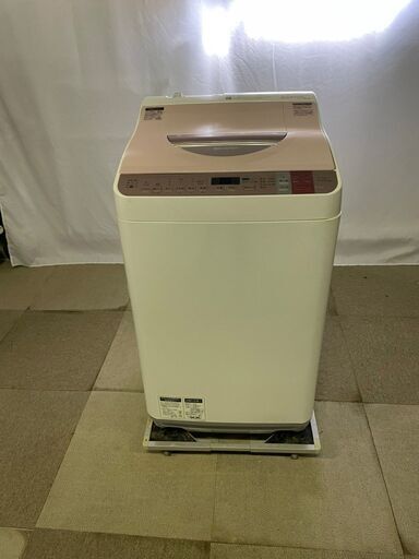 洗濯乾燥機 縦型 7kg 穴なし槽 2016年製 SHARP ES-TX750-P 温風乾燥 自動おそうじ 節水