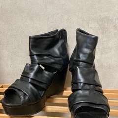 サンダル　ウェッジ　ヒール　黒　黄緑　ギャル　セット売りLL 未...