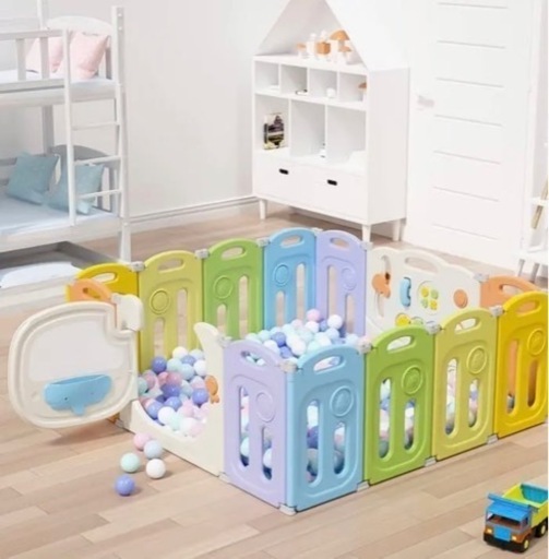 ベビーサークル 新品未使用　折りたたみ  室内遊具 収納便利 工具不要 ドア おもちゃパネル