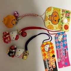 根付　キティ、みかんぼうや