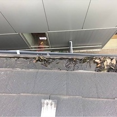 枯れ葉が詰まってしまった雨樋の清掃 − 神奈川県