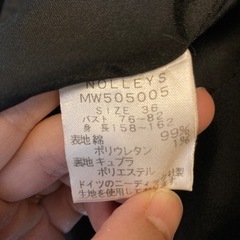 ノーリーズ　NOLLYS　ベルベットのジャケット　３６の画像