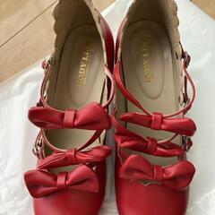 BODYLINE 厚底ロリータパンプス レッド 25cmの画像