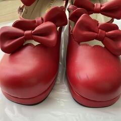 BODYLINE 厚底ロリータパンプス レッド 25cmの画像