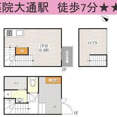 【中央区薬院大通駅から徒歩7分】築浅！！２７㎡のメゾネットタイプ...