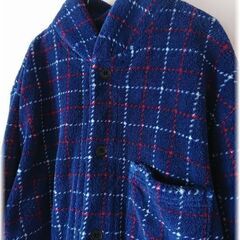 美品　濃紺チェックもこもこパジャマ　上下の画像