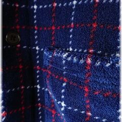 美品　濃紺チェックもこもこパジャマ　上下の画像
