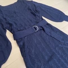 ニット　ワンピース　ネイビー