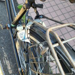 【リサイクルショップどりーむ天保山店】●121●　２６インチ自転車　エコチャリ№13823U　黒　ママチャリ　LEDオートライト　鍵付き　中古品の画像